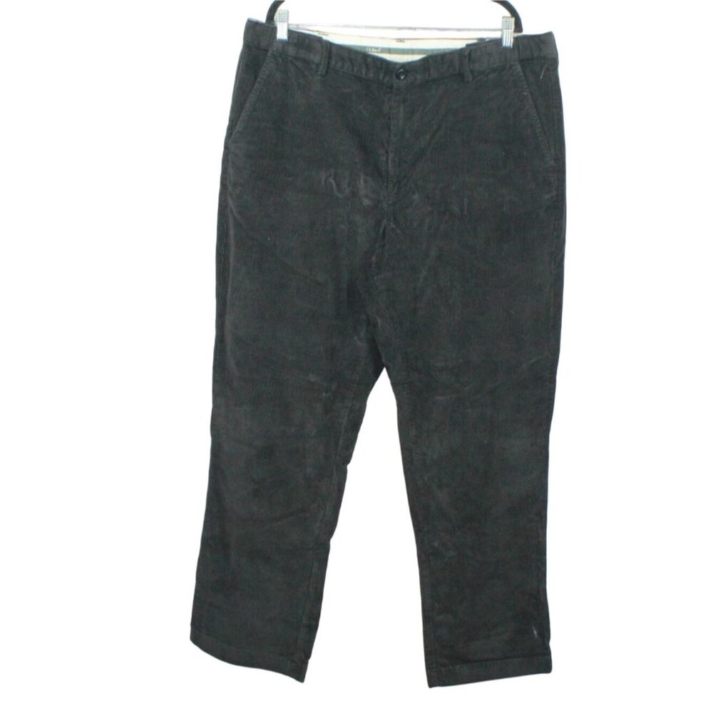 LL Bean Stretch Country Corduroy Pants Natural Fit Plain Front Black 40x32